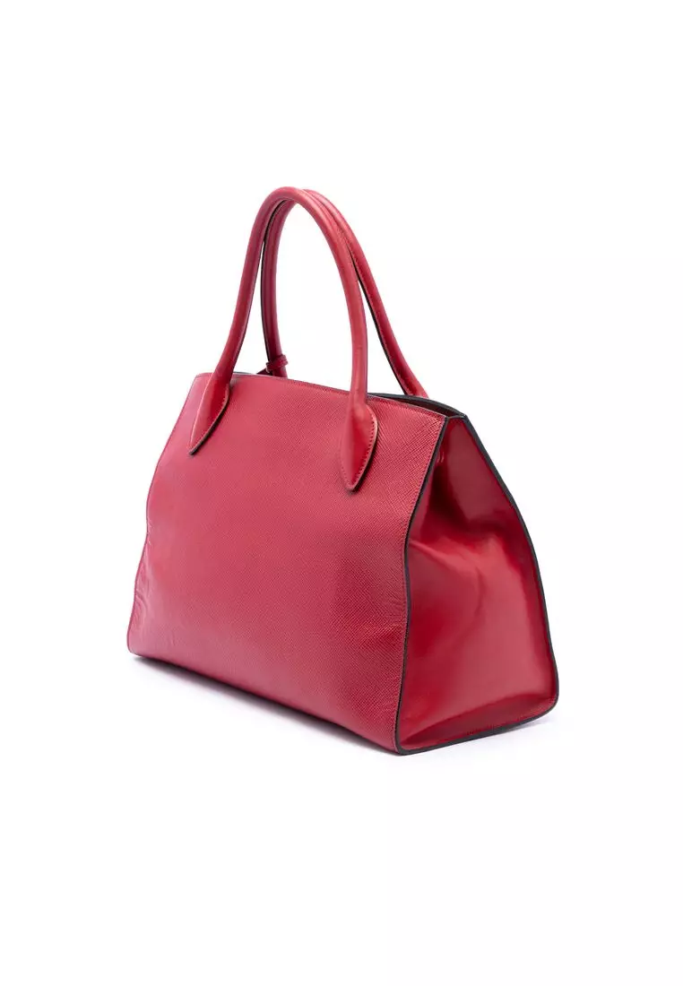 Pre-Loved Prada Medium Saffiano Cuir Monochrome Top Handle Tote