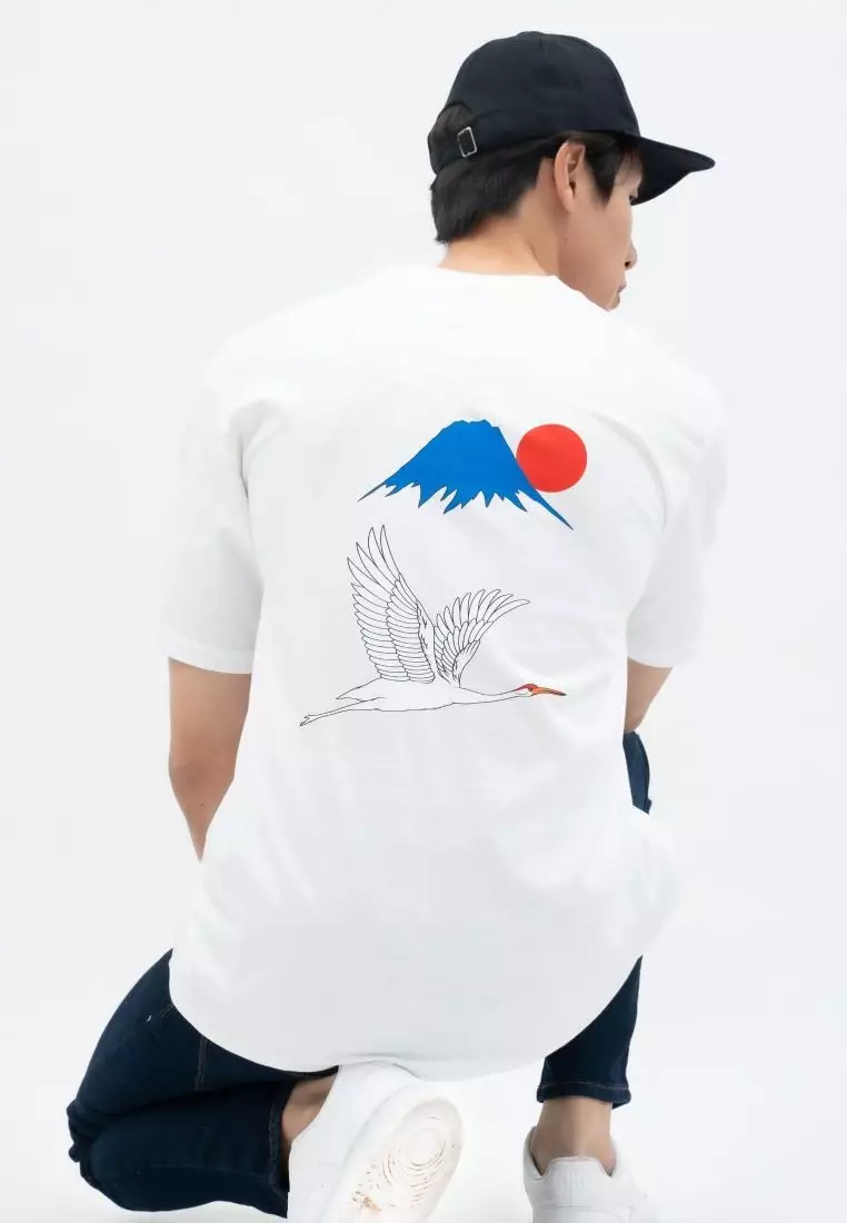 Houseofcuff T-shirt Kaos Putih Motif Gunung Fuji Tersedia Size S - 4XL