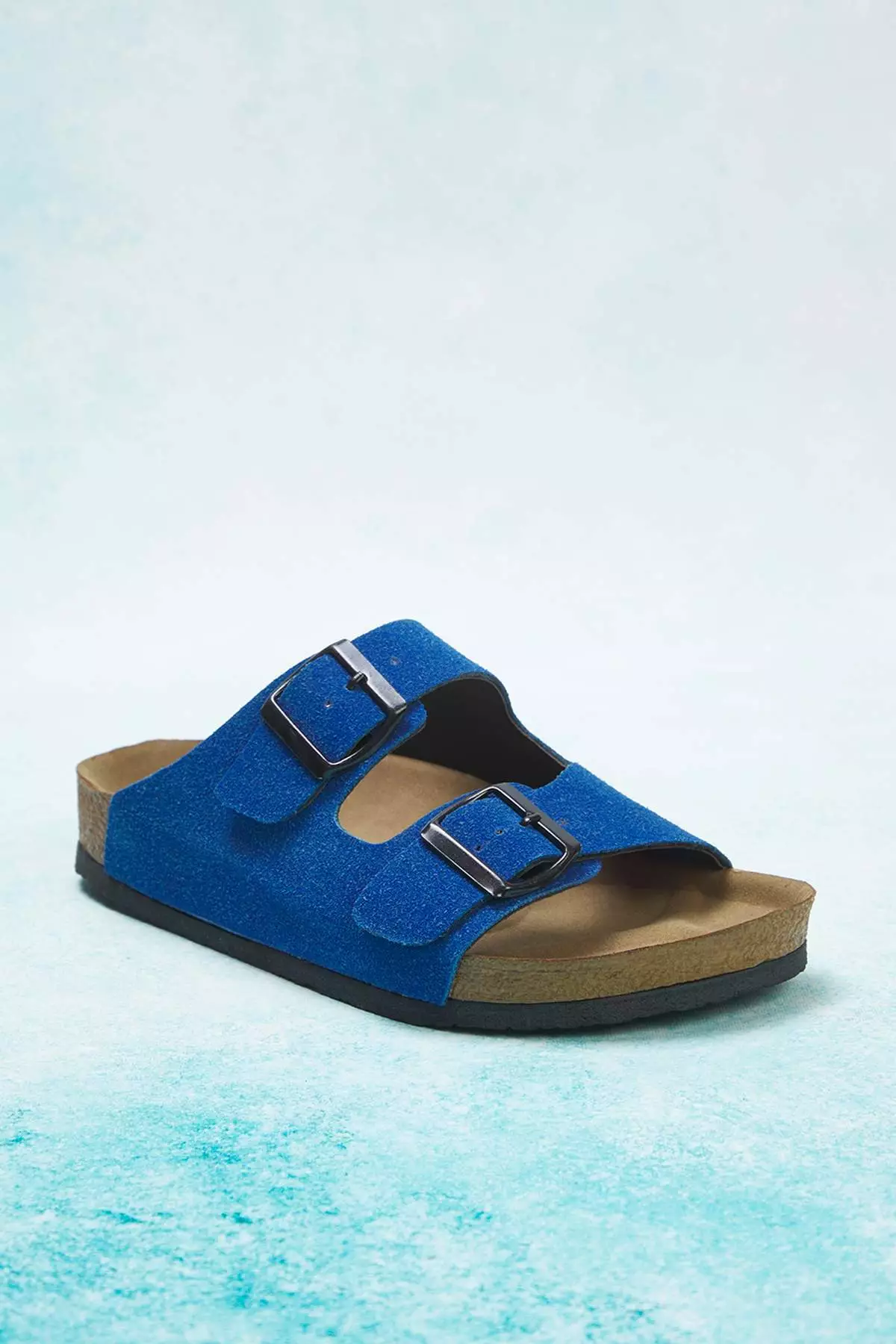 Blue Double Buckle Women's Slippers Takss24Te00004