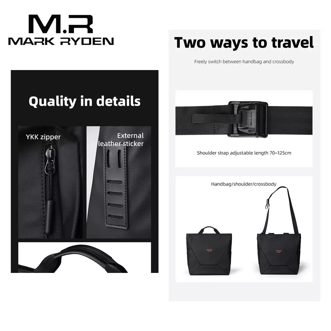 MARK RYDEN MR255 Tas Tote Bag Kantor Jinjing Laptop Selempang Shoulder Bag kerja pria-Grey