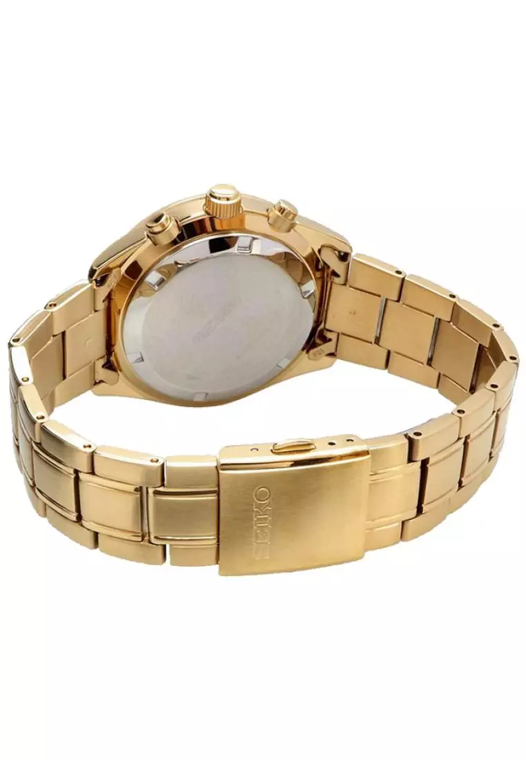 Jam Tangan Pria Seiko Chronograph Original Garansi Resmi SSB382 SSB382P1 Strap Stainless Steel Gold