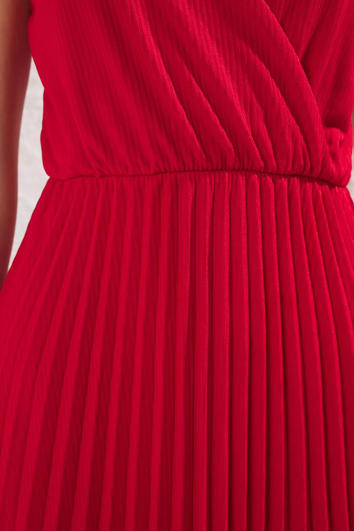Red Waist Opening Midi Double Breasted Pleated Adjustable Strapped Knit Dress Twoss20El2729