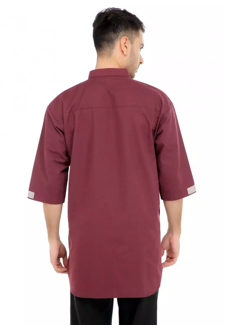 Baju Koko Gamis Muslim Pria Abyan - Maroon