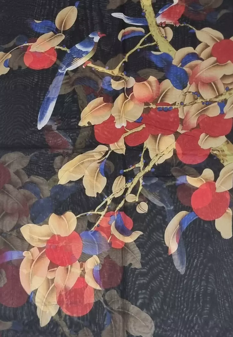 Aksesoris Wanita Magpie Silk-Feel Scarf Black