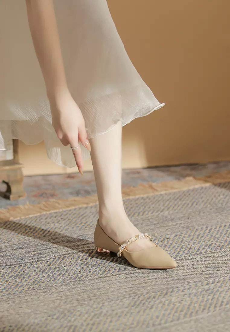 2.5CM Pearl Chain Strap Mary Jane Shoes IF2218