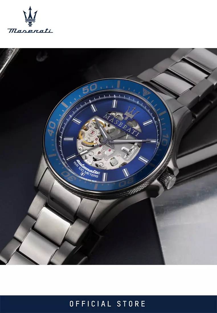 【2 Years Warranty】 Maserati Sfida 44mm Grey Stainless Steel Men's Automatic Watch R8823140001