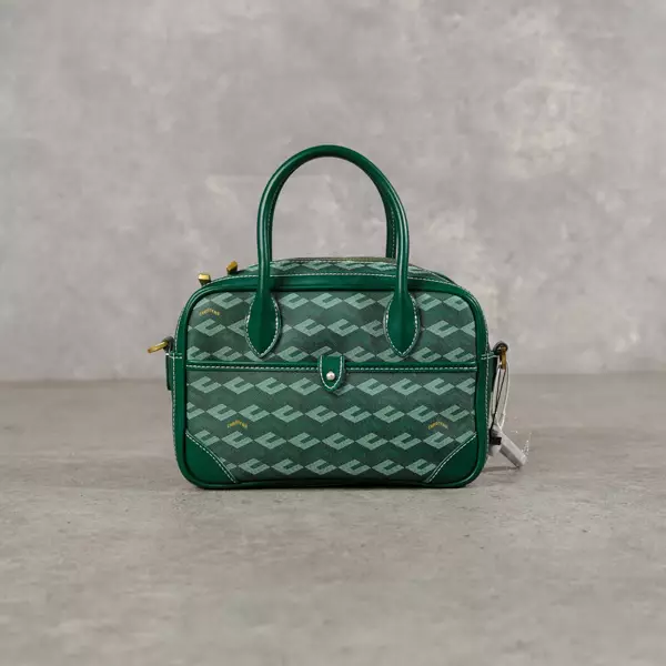 Tas CHRISTY NG MARCELO SQUARE MONOGRAM PATTERN GREEN TOP HANDLE BAG WITH LS 100% ORIGINAL