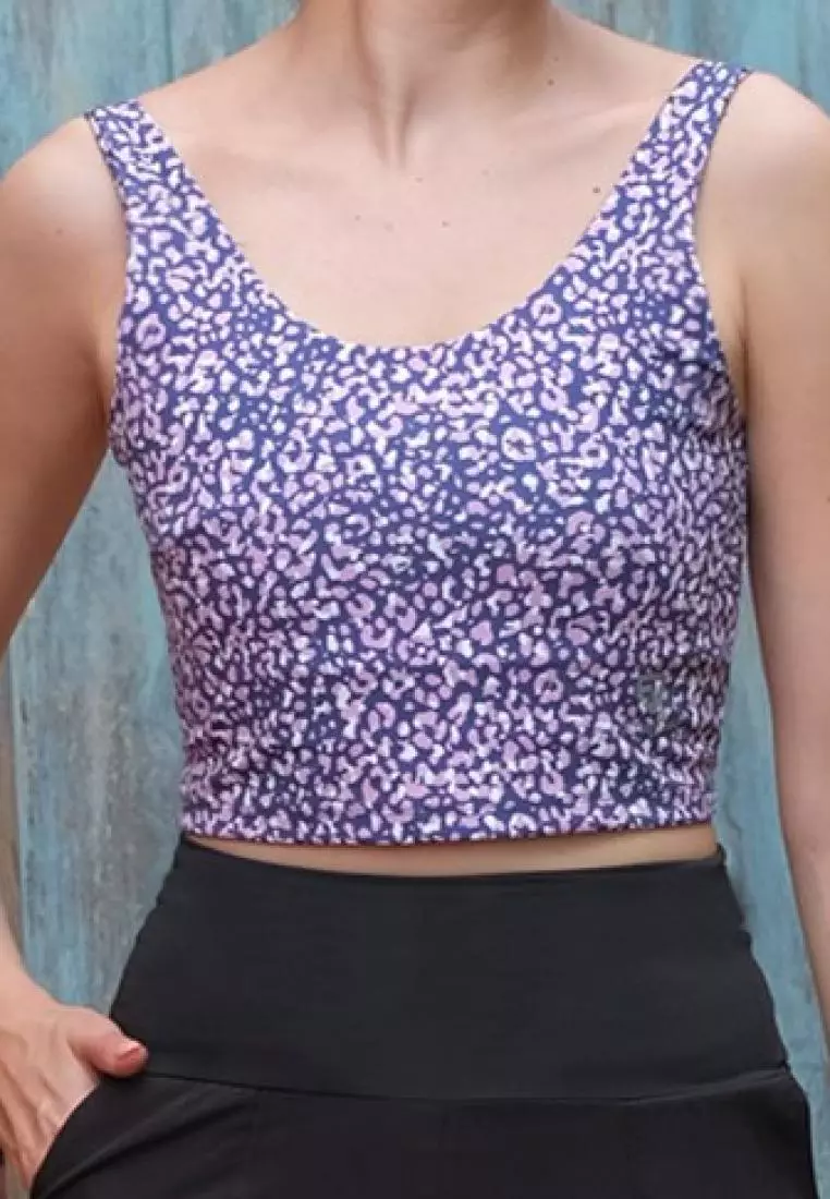 Fitwear - SportBra Croptop Olahraga Wanita EVELYNE [2IN1 PLAIN] - PURPLE DOTS