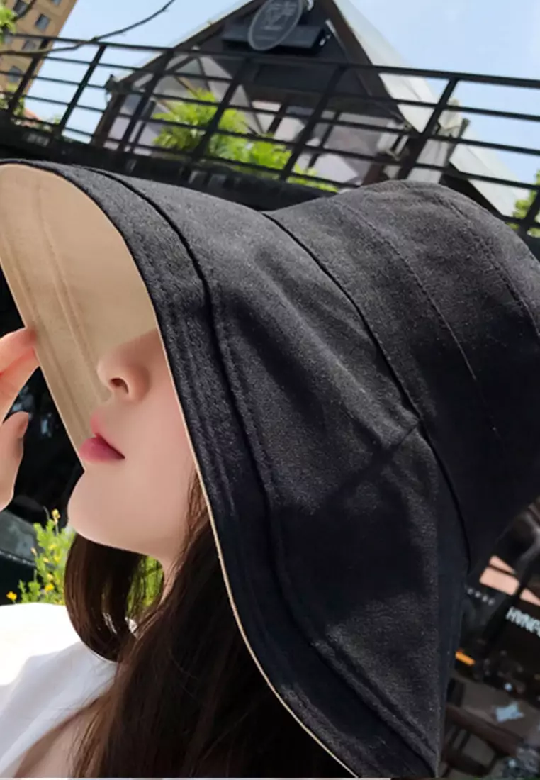 Foldable Large Brim Double-Sided Fisherman Caps A22062402BK