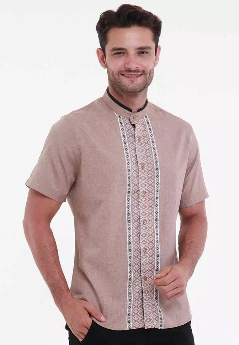 MAGINOT BARAA BROWN Koko Slim Fit Lengan Pendek