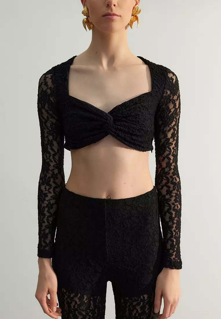 Lace Sleeves Crop Top