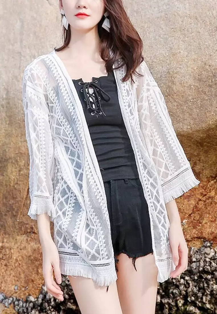 VANSA Thin Lace Cardigan Coat VCW C312