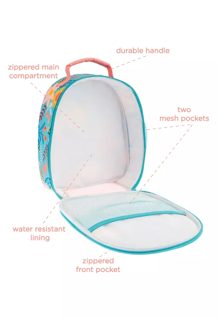 All Over Print Turquoise Floral Lunch Bag For Kids