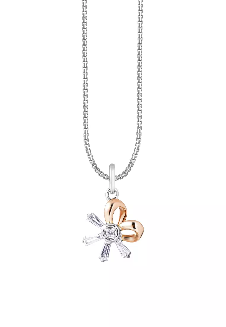 TOMEI Sparkle Serenity Collection Diamond Pendant, White+Rose Gold 585