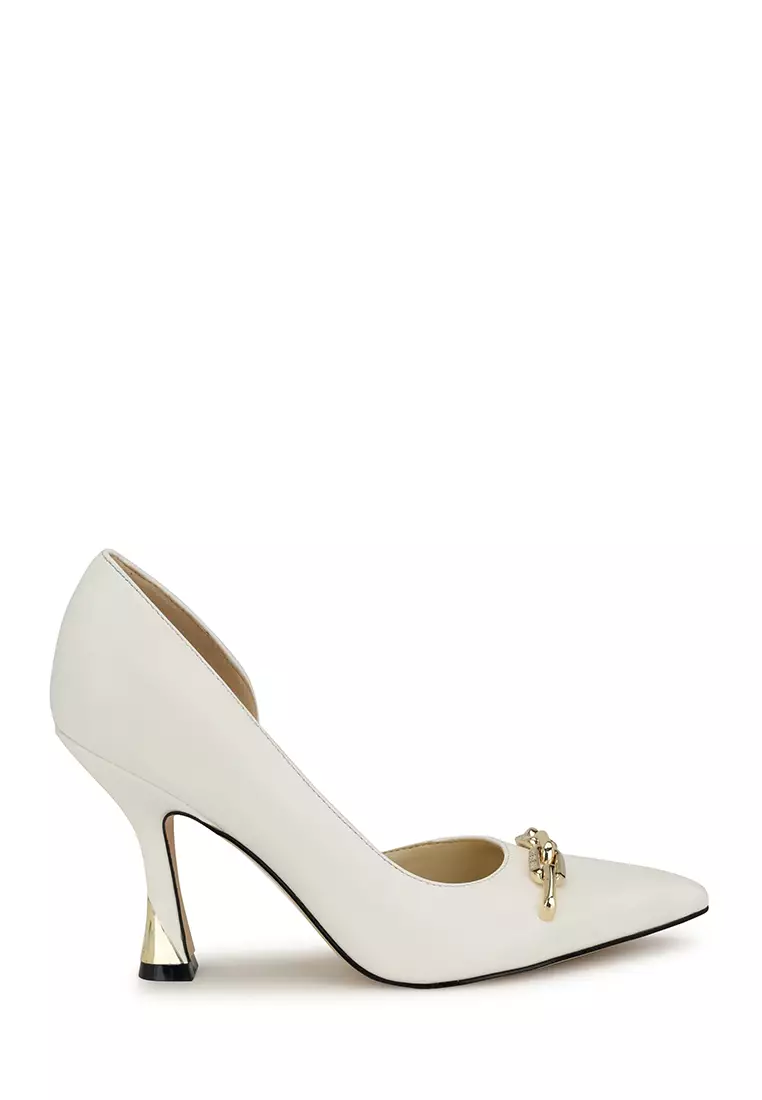 Discount on Nine West  shoes - SKU: Vampe3 D'orsay Chain Pumps White