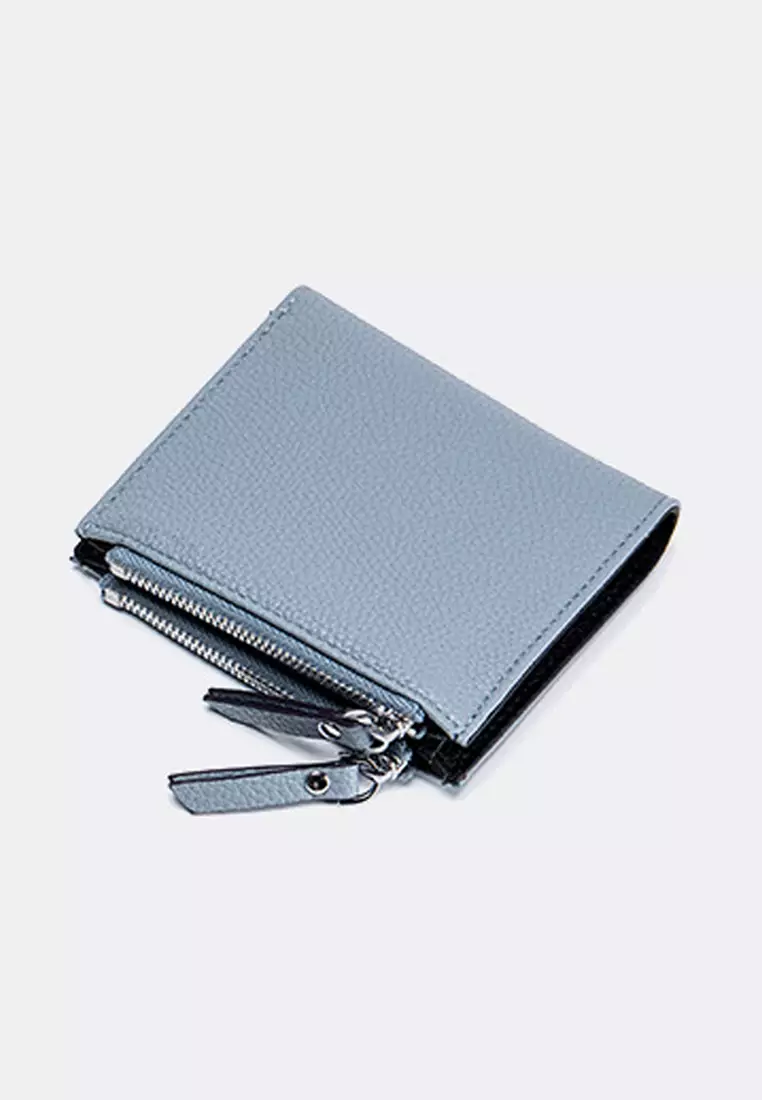 Full Grain Leather Double Zipper Purse JW AN-1701