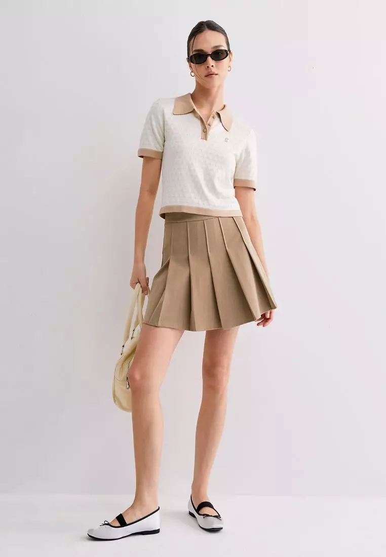 Contrast Trim Knitted Polo Top