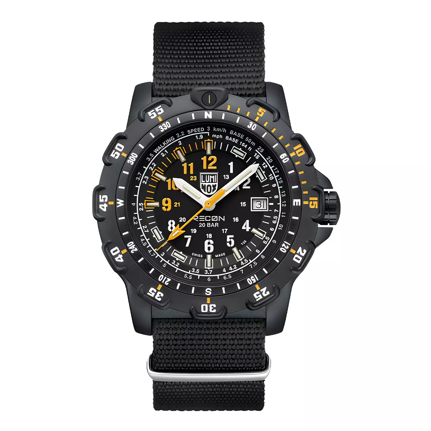 Luminox 8825.H.SET, RECON Point Man 8820 Series Heritage Wristwatch - Jam Tangan Pria Carbon Case - Black Rubber Strap