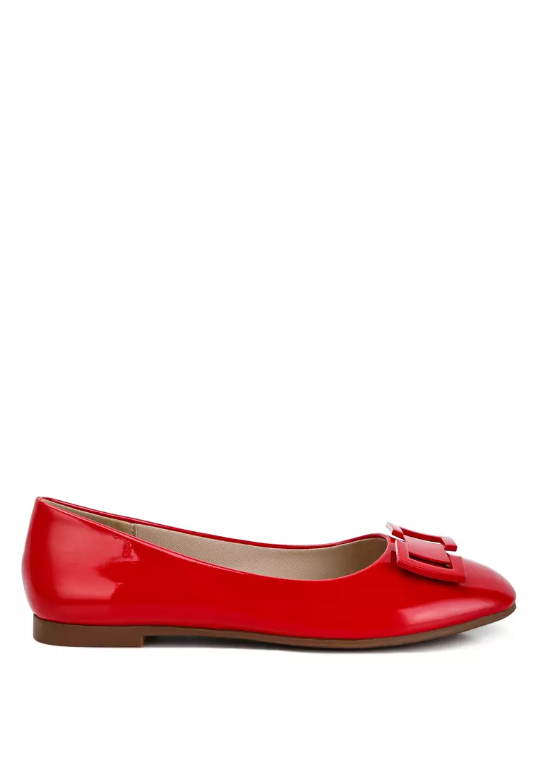 Red leather pointed toe flats new arrivals