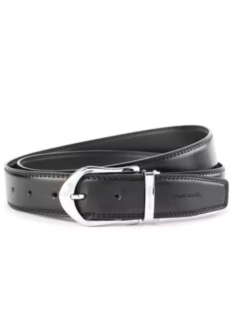 Ceinture En Cuir Pleine Fleur Pierre Cardin Pour Femme - Noire, Neuf Sans étiquette