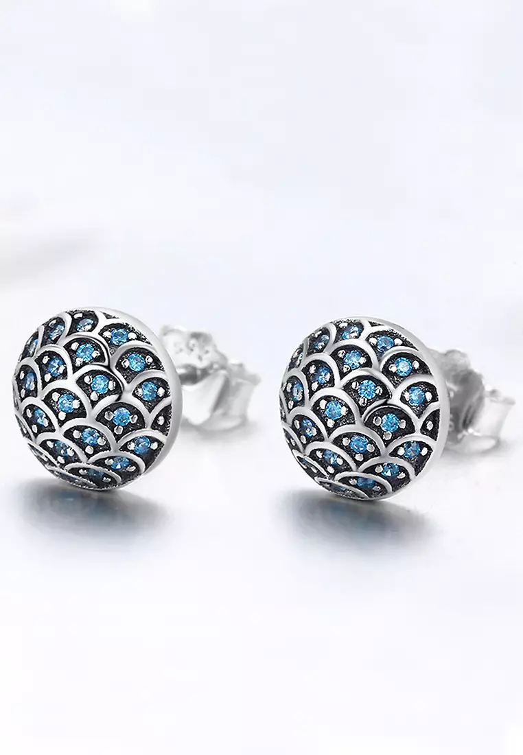 Blue Mermaid Scale Earrings