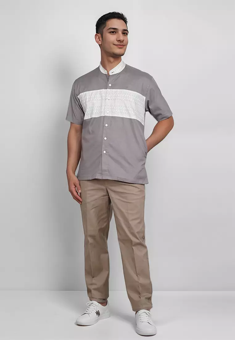 Crocodile KOKO Katun | Lengan Pendek | Corak Batik Men Shirt Kemeja | Relax Fit 1087