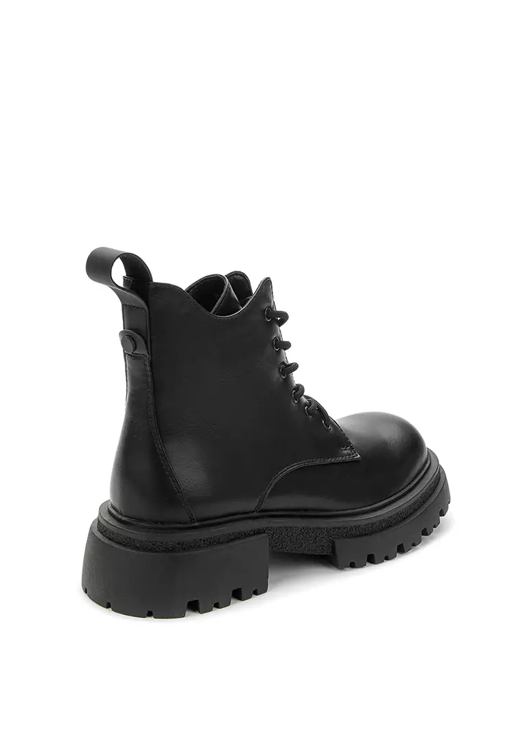 All black lace top up boots