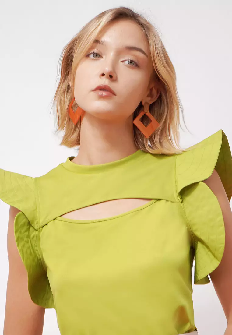 Buy Saturday Club Ruffle Shoulder Cutout Detail Top 2024 Online