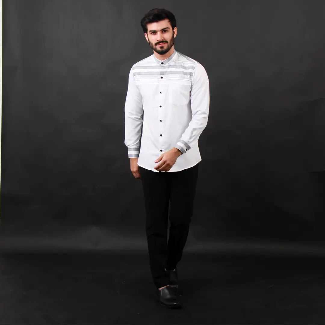 Casella Baju Koko Pria Lengan Panjang Exclusive Premium Blue 9788 White