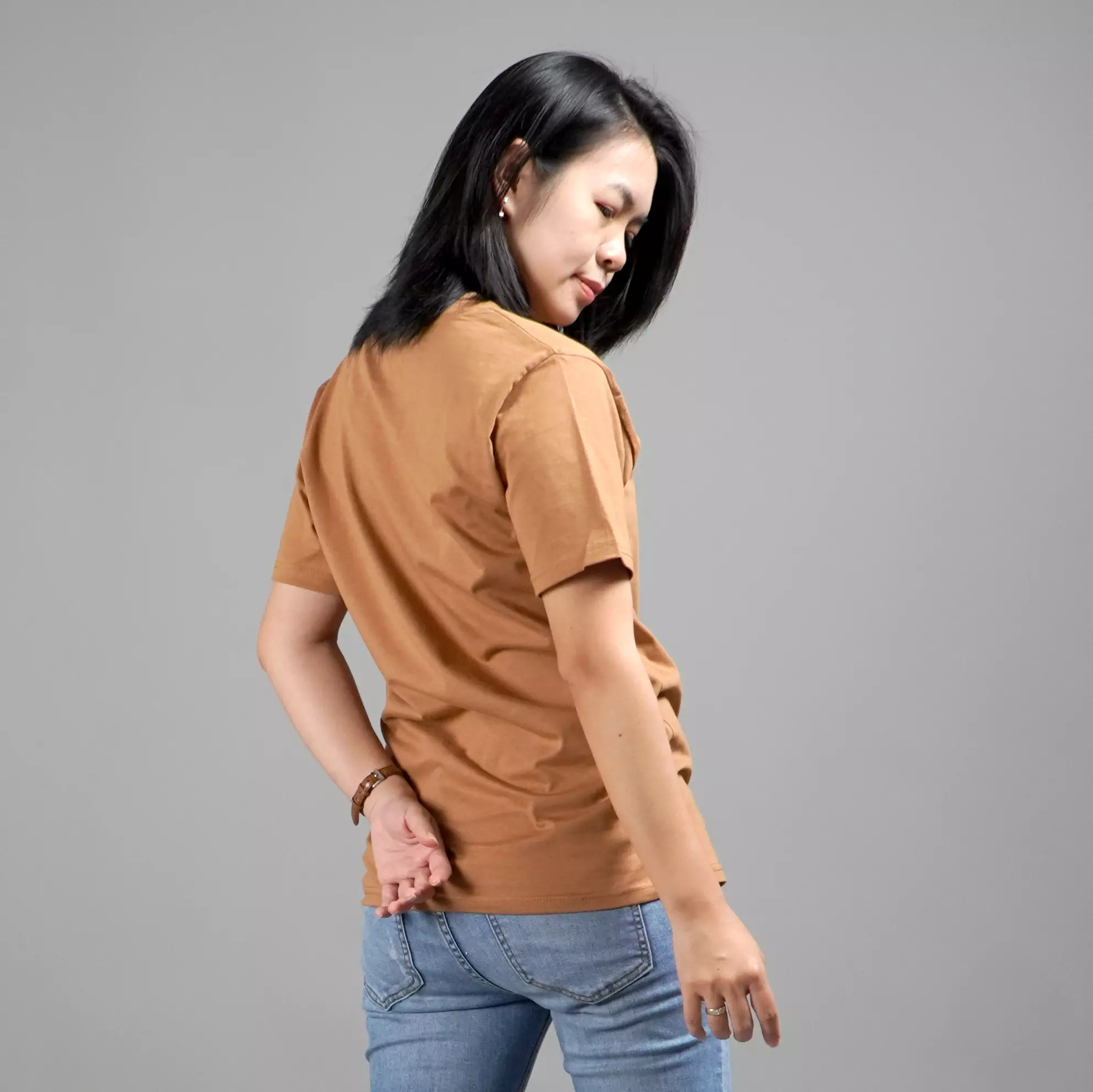  UNILO Size S-BIG Kaos Polos Wanita Basic TShirt Cotton - Brown