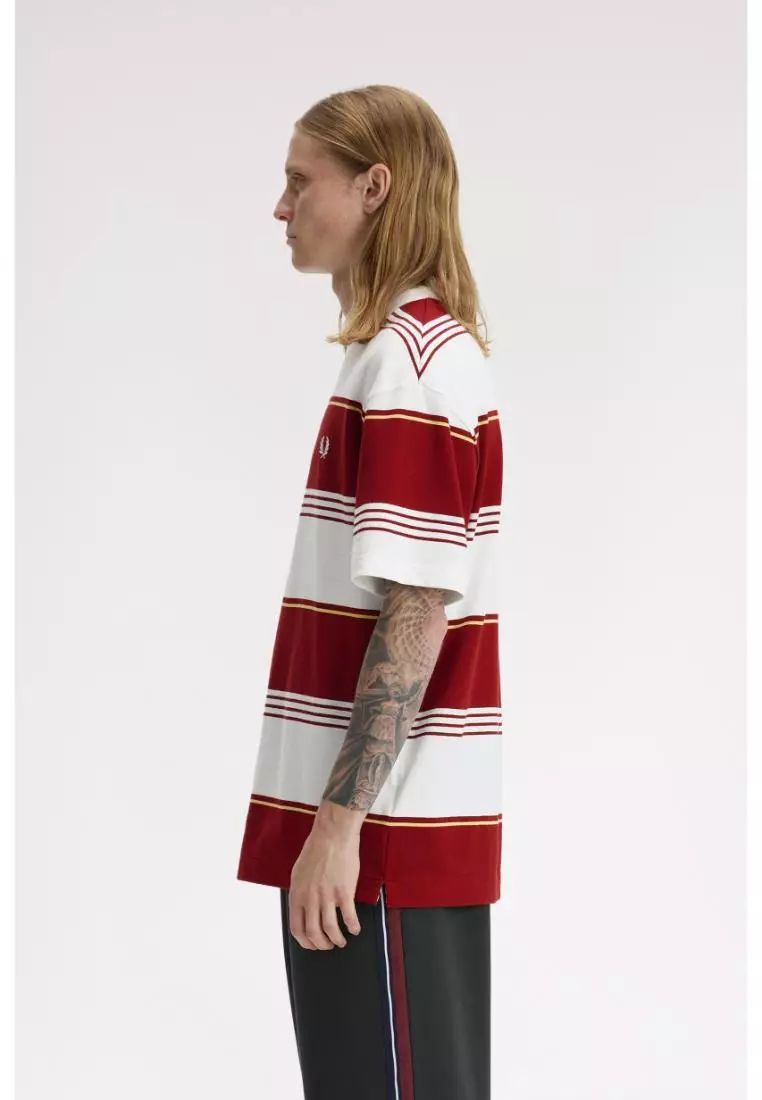 Fred Perry M2410 Heavyweight Striped T-Shirt (Snow White)