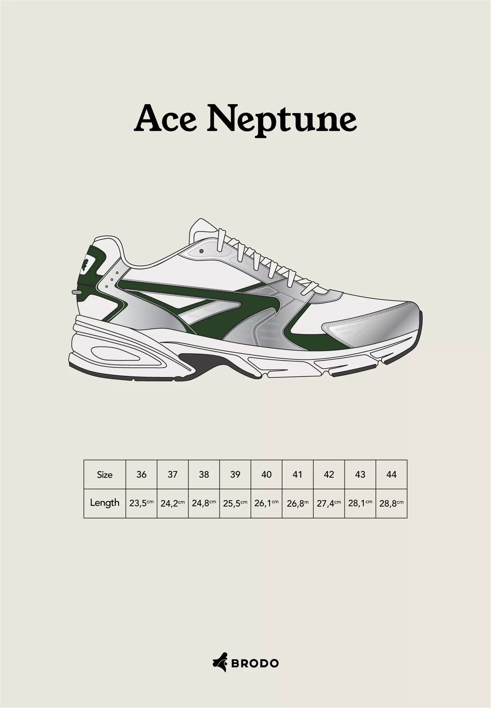 BRODO - Sneakers Ace Neptune Silver Green WS