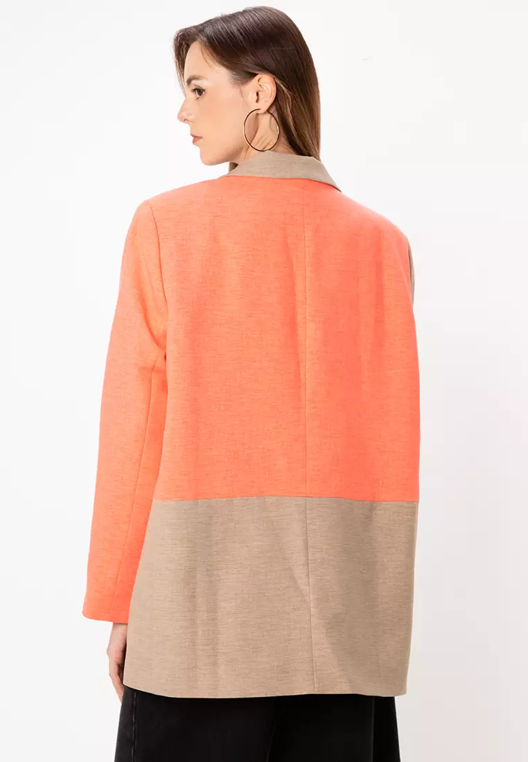 Circular Design Colour Block Dad Suit Blazer