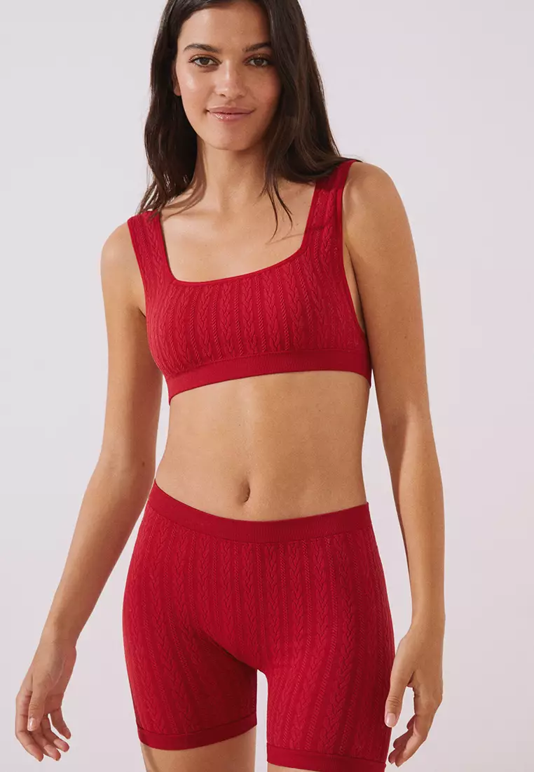 Red textured seamless bra top