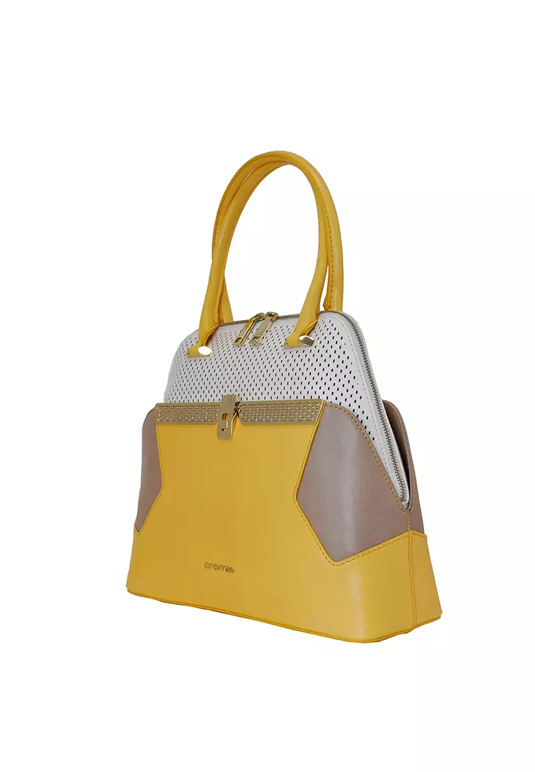 Made in Italy Cromia Handbag GIALLO BIANCO SABBIA