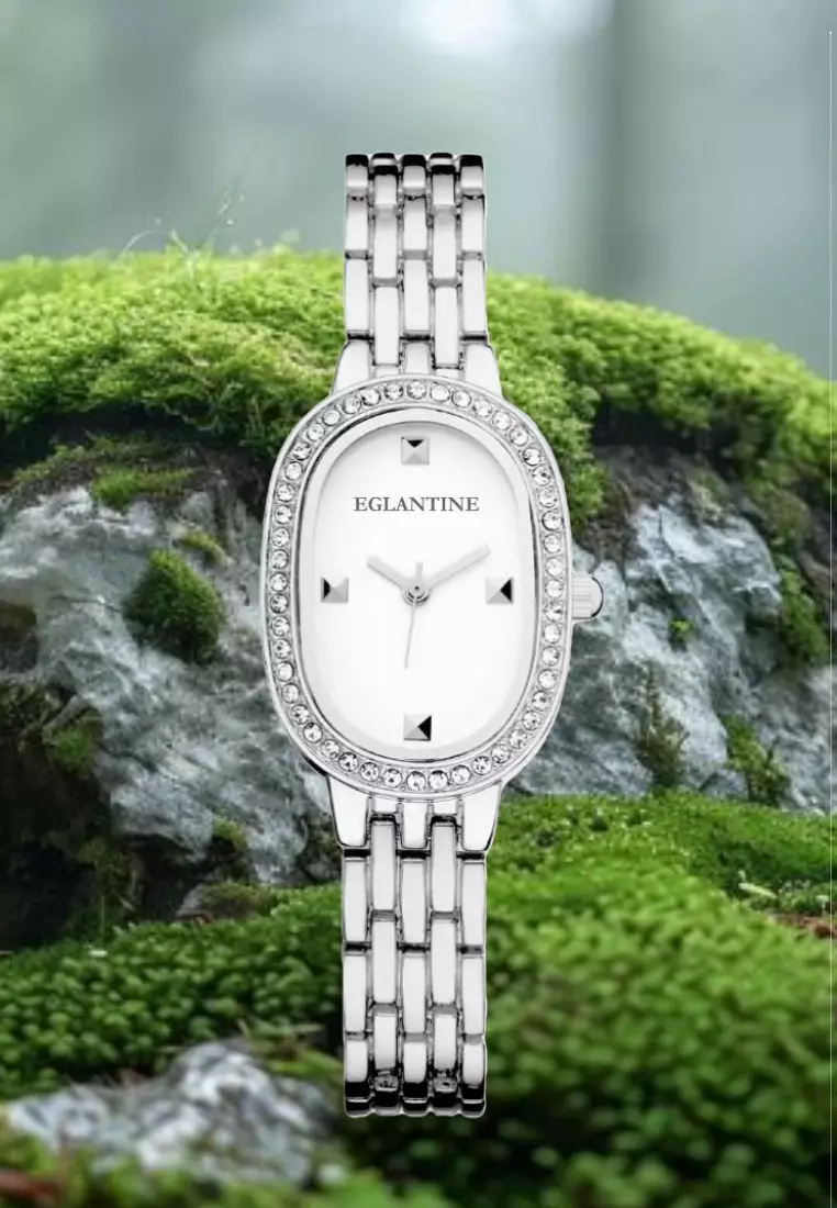 Zalora Special Set : La Niçoise Ladies Quartz Watch, White Dial + Flower Earrings