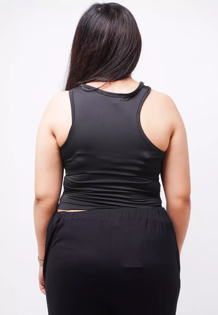 LTE18 TDLA CRNS Crop Casual Wanita Polos Black