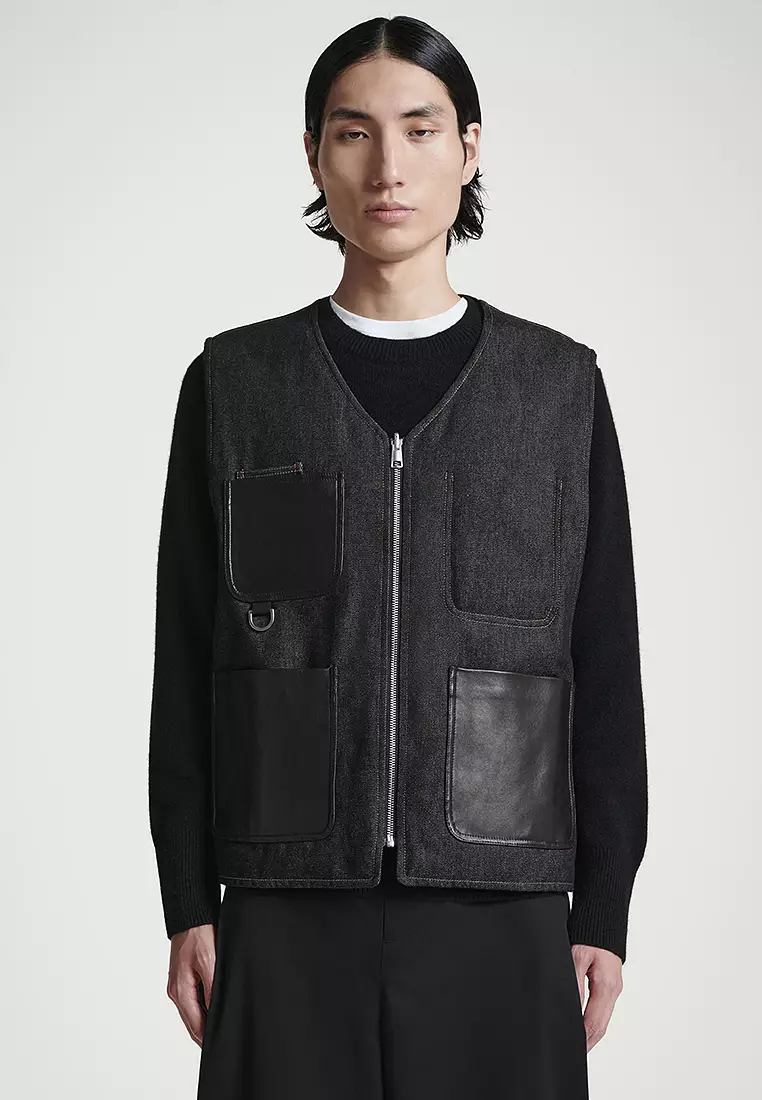 Reversible Denim Utility Gilet