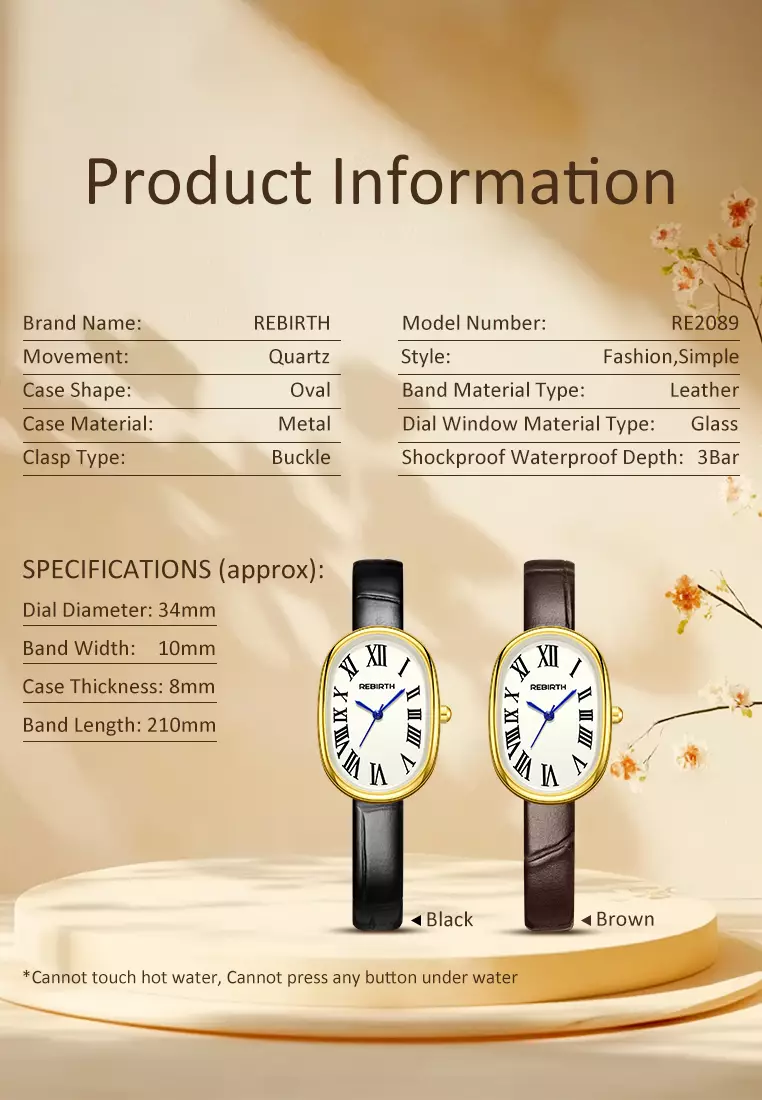 Jam Tangan Wanita Original Anti Air Korean Style Tali Kulit Jam Tangan Cewek brown
