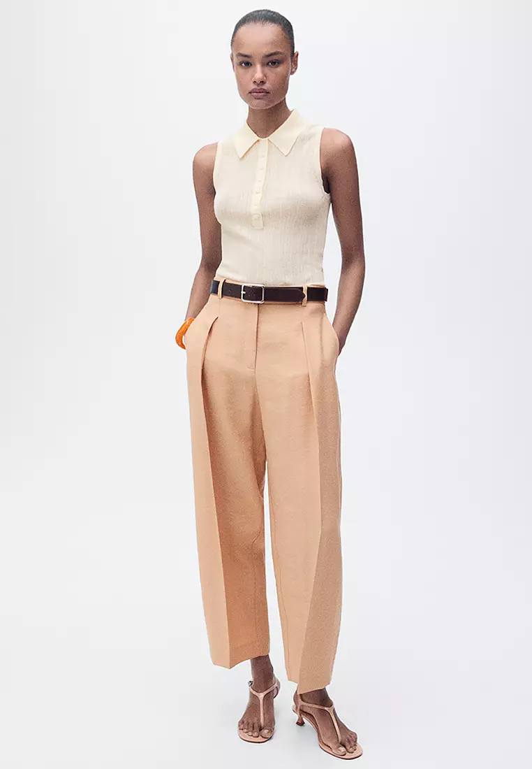 Mango Straight Lyocell Trousers With Pleats 2025 Buy Mango