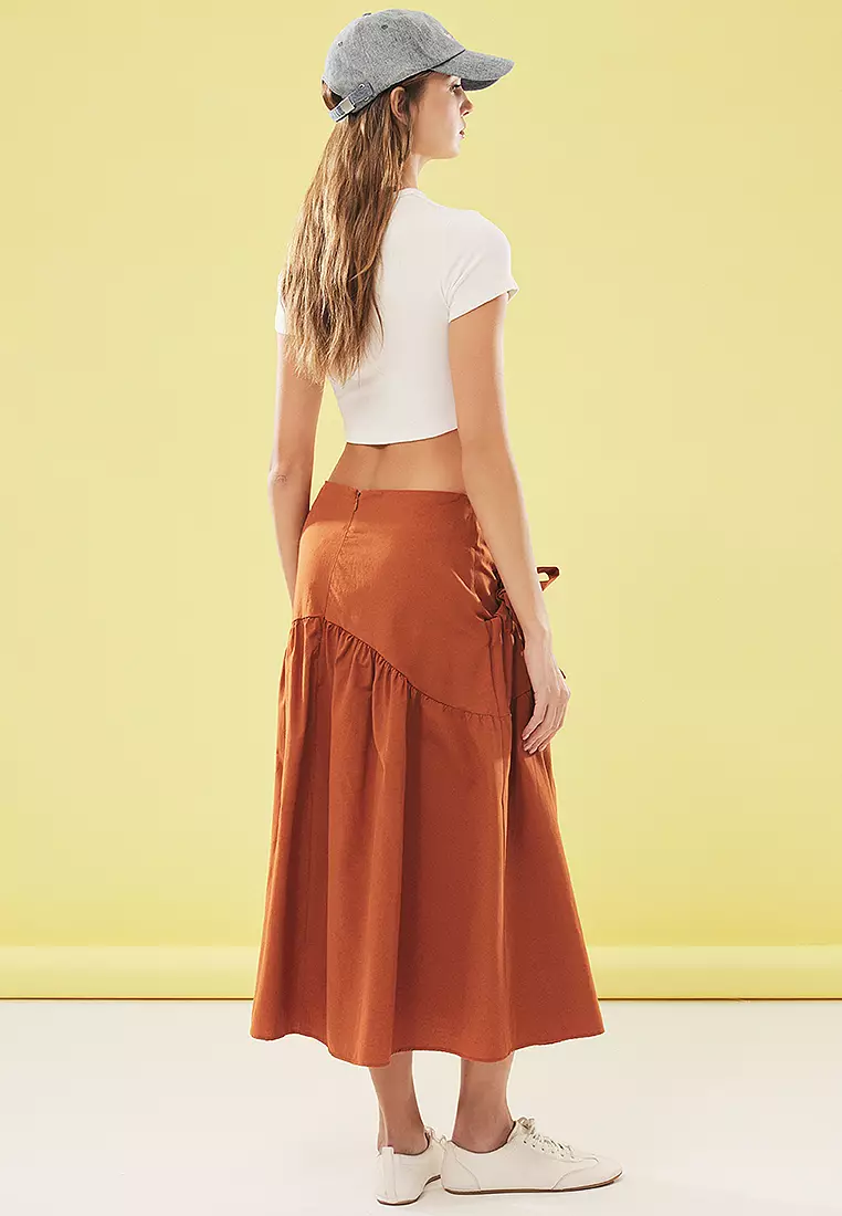 Loose Fit Midi Length Skirt