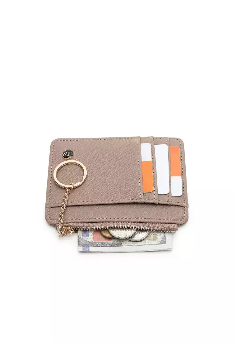 Women's Card Holder With Coin Compartment - Dark Beige