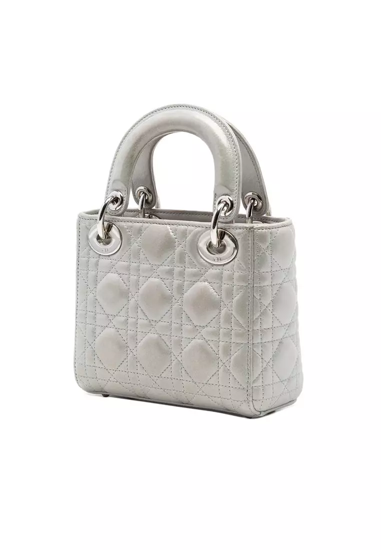 Pre-Loved Dior Mini Iridescent Lambskin Cannage Lady Dior