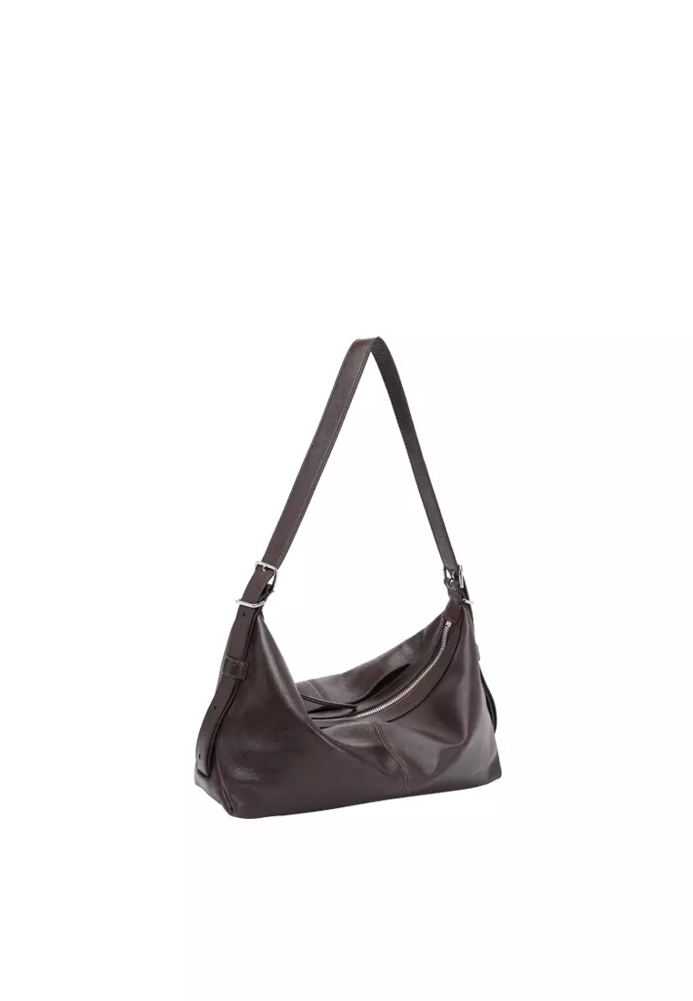 ALLEGRA Demi Hobo 單肩袋 - 復古油蠟棕色