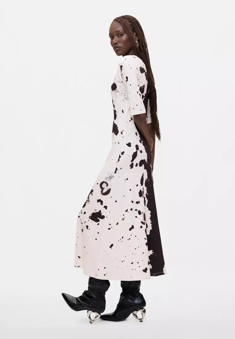 Printed Long-Sleeve Dress