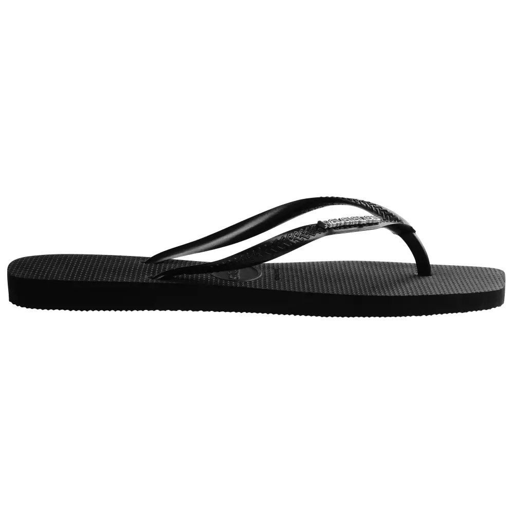 Havaianas 2976 Slim Square Logo Metallic - Black/Silver - Sandal Wanita