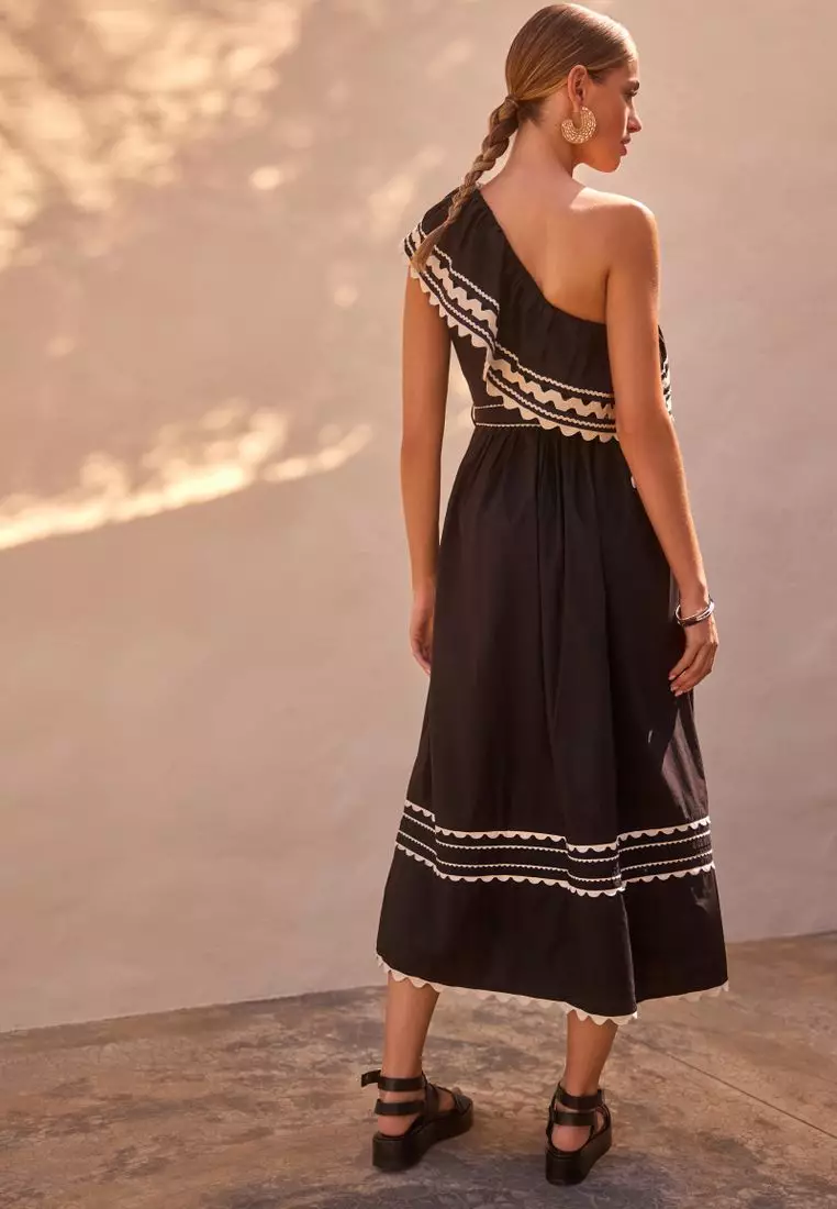 One Shoulder Rik Rak Summer Dress