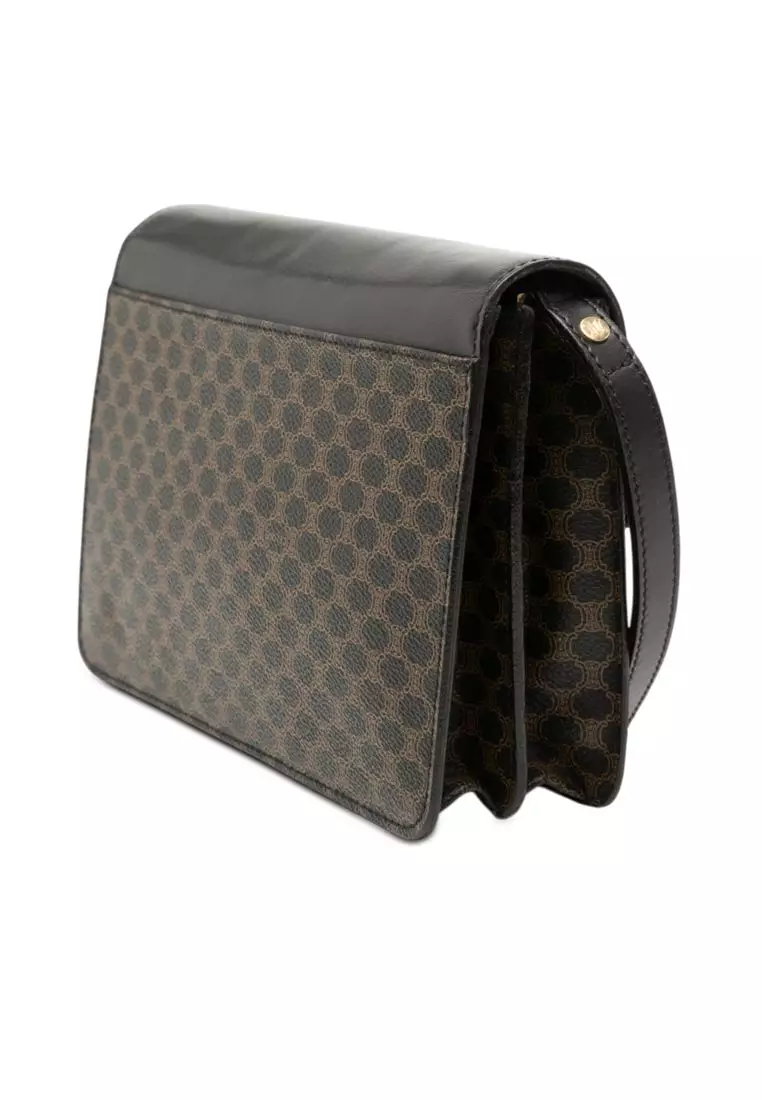 Pre-Loved Celine Macadam Coated Canvas And Leather Clutch