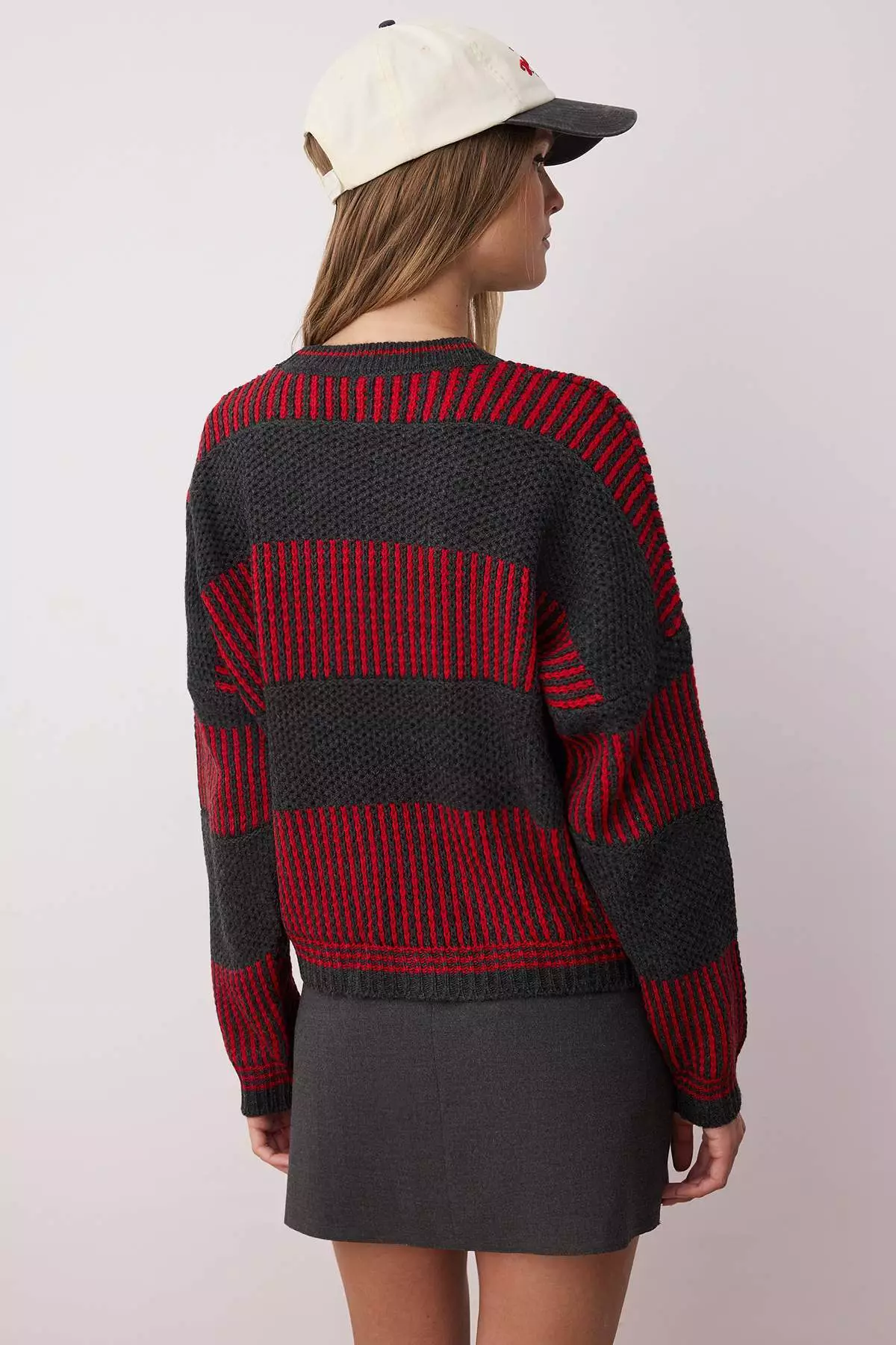 Anthracite Wide Fit Striped Knitwear Sweater