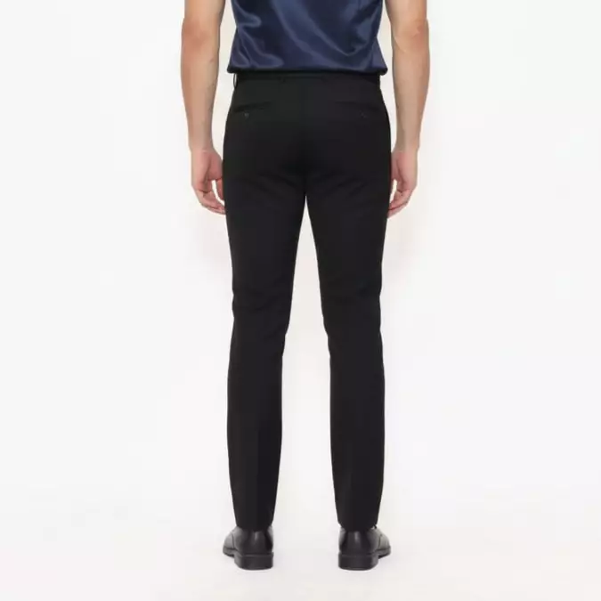Lawell Celana Panjang Pria Formal LUTHER Slim Fit | Jet Black | Polyester Premium Polos